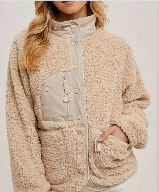 Jackie Button Down Sherpa Jacket