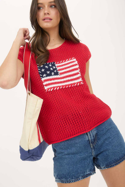 AMERICAN FLAG CROCHET TOP