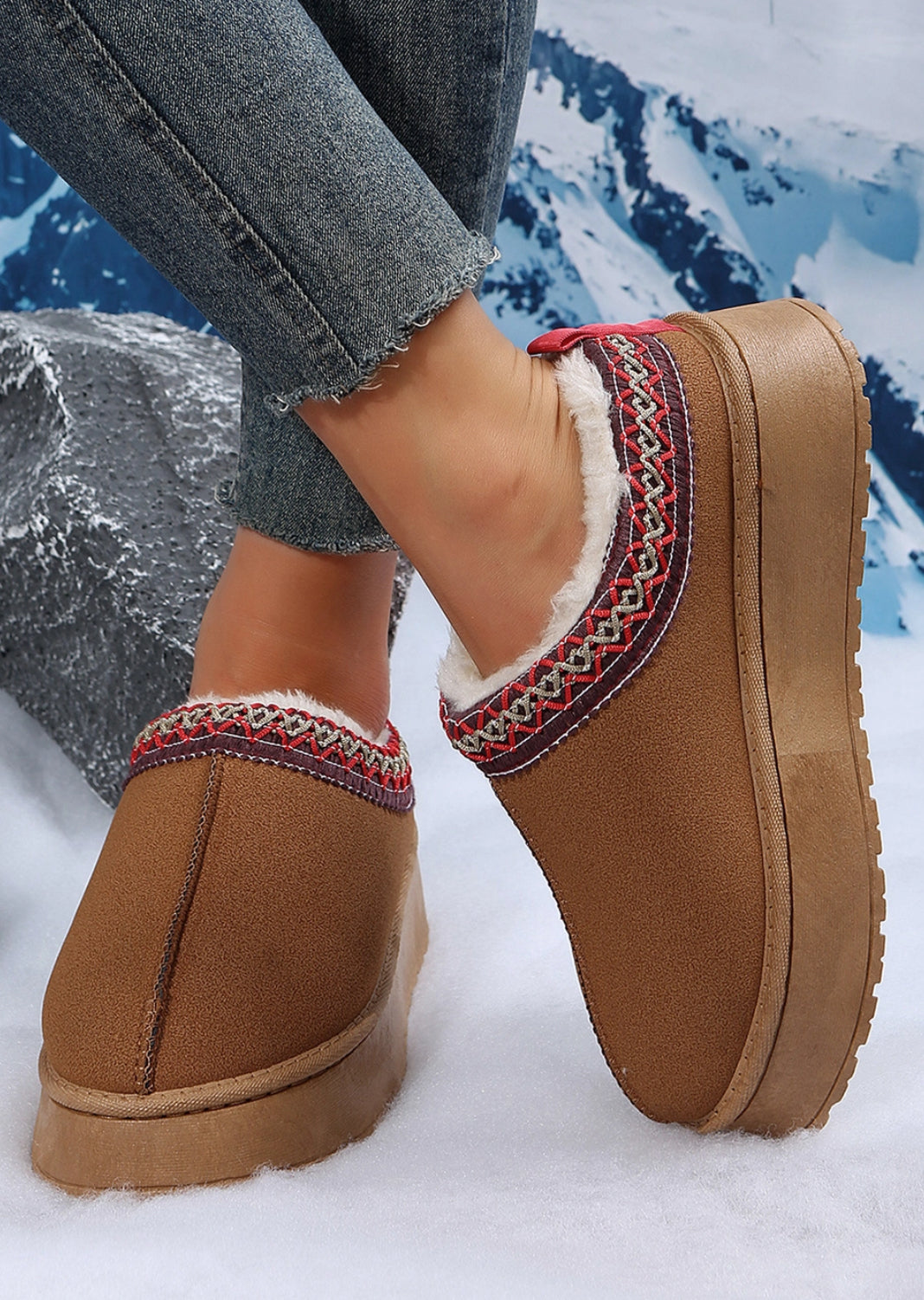 Ashley Stitching Trim Snow Boots